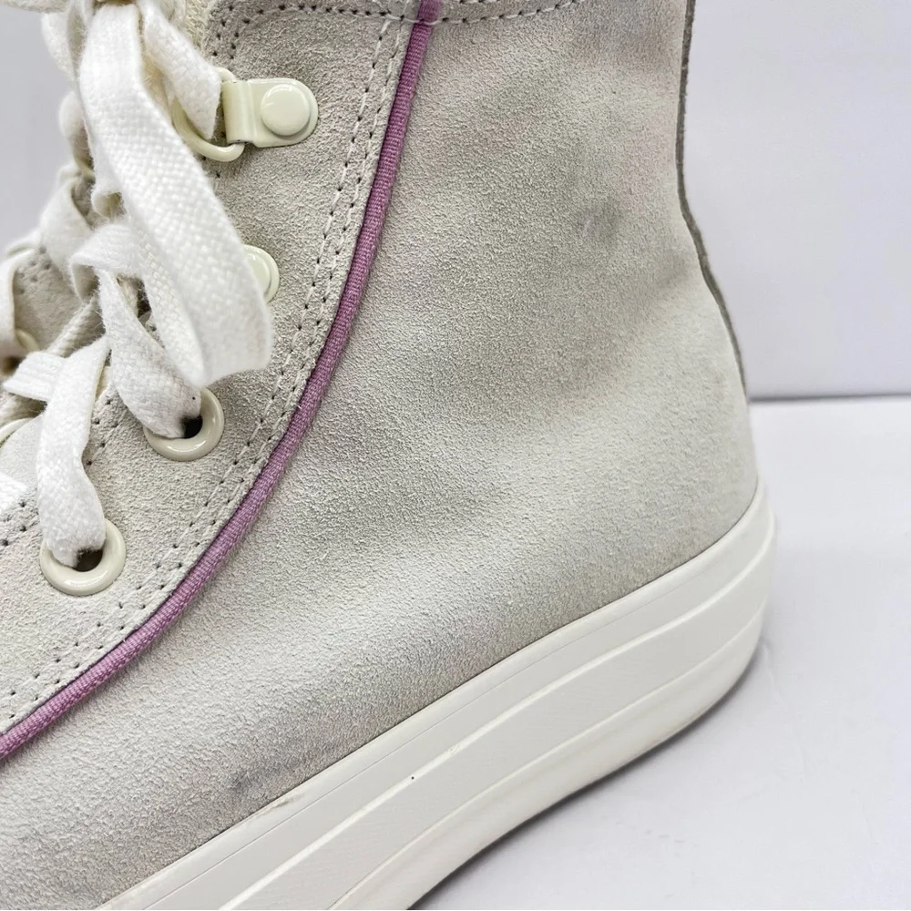 Converse Chuck Taylor Women’s 8.5 Platform High Top Suede Sneakers Pink Piping